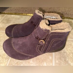Clarks Collection Warm Lined Suede Boots Roseville Aster Burgundy